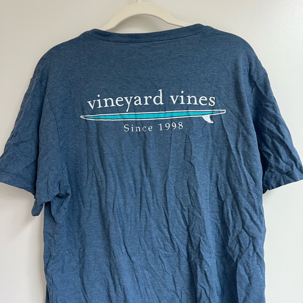 Vineyard Vines Heather Blue Logo Pocket Tee
